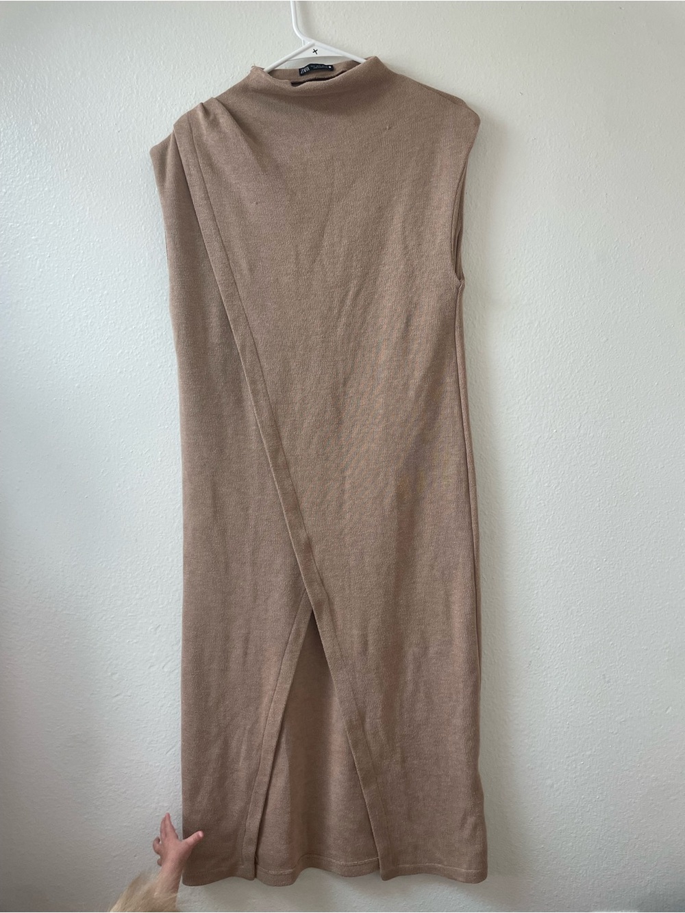 Zara Taupe Sleeveless Midi Dress